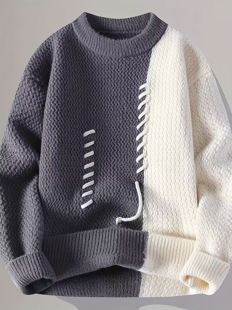 Swetway Men’s Color-Blocked Knit Sweater – Stylish Fall & Winter Pullover