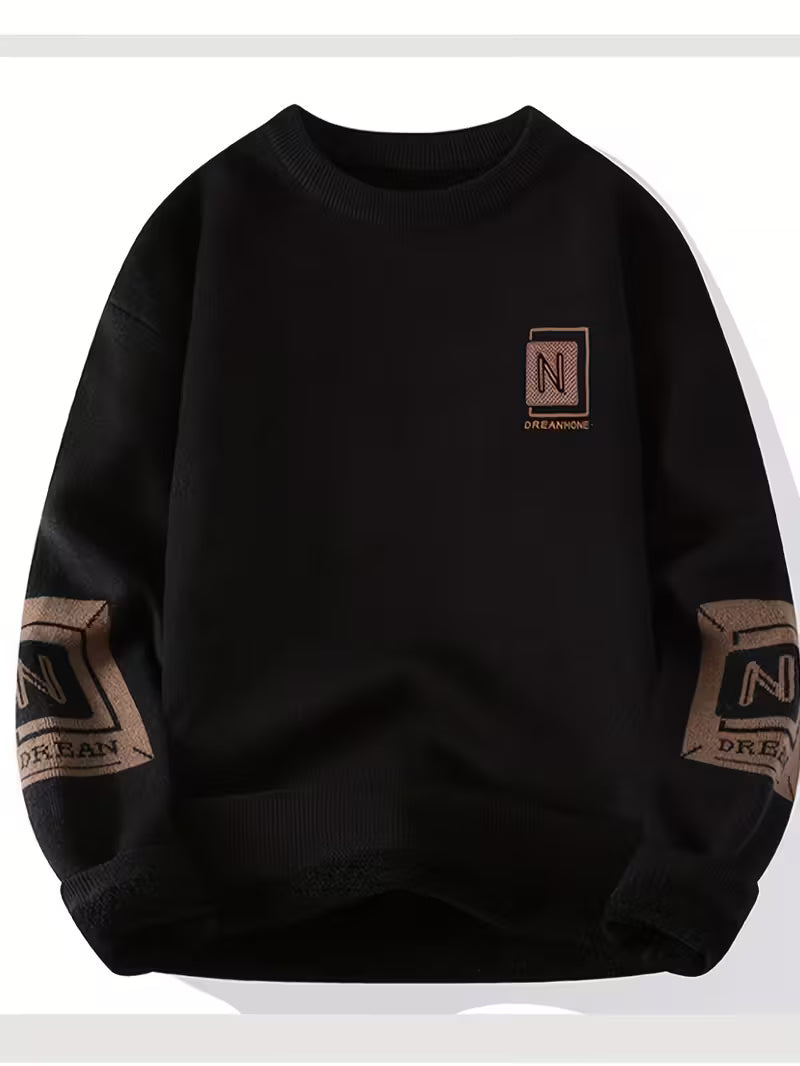 Swetway Vintage-Inspired Black & White Color Block Sweater