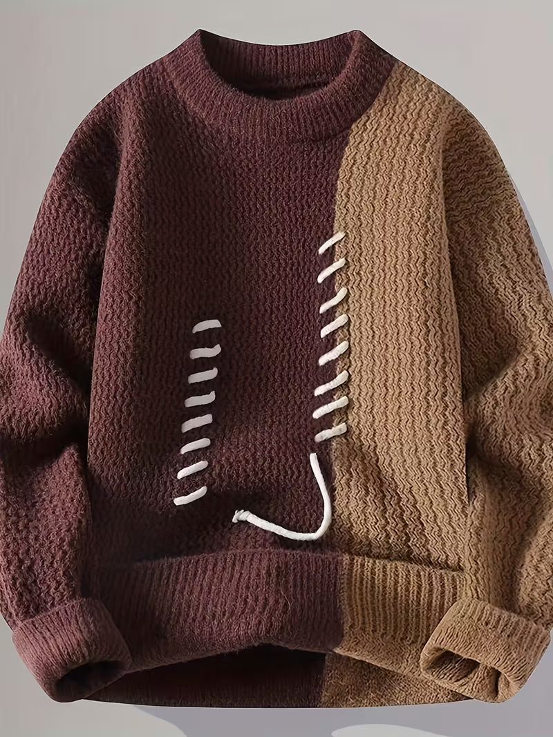 Swetway Men’s Color-Blocked Knit Sweater – Stylish Fall & Winter Pullover