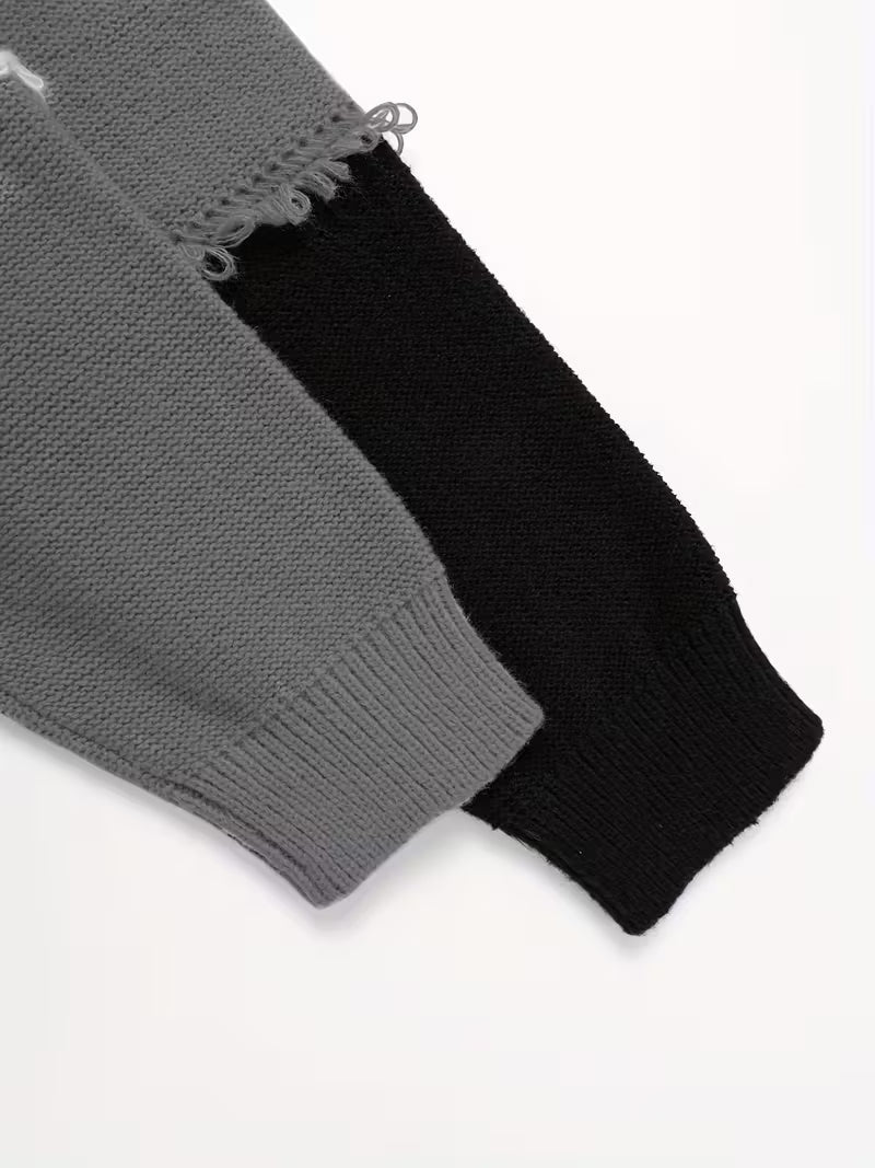 Swetway Men’s Color Block Fringe Sweater – Trendy Knit Pullover for Fall & Winter