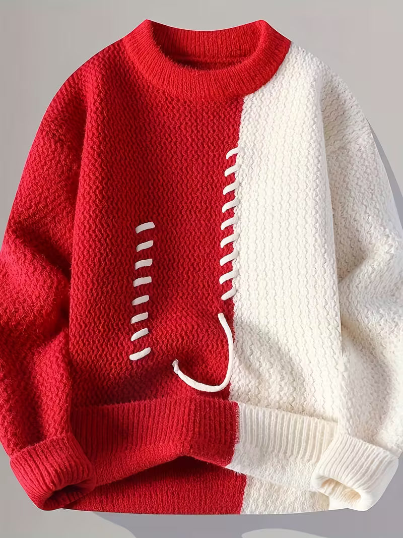 Swetway Men’s Color-Blocked Knit Sweater – Stylish Fall & Winter Pullover