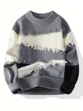 Swetway Men’s Color Block Fringe Sweater – Trendy Knit Pullover for Fall & Winter