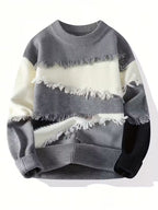 Swetway Men’s Color Block Fringe Sweater – Trendy Knit Pullover for Fall & Winter