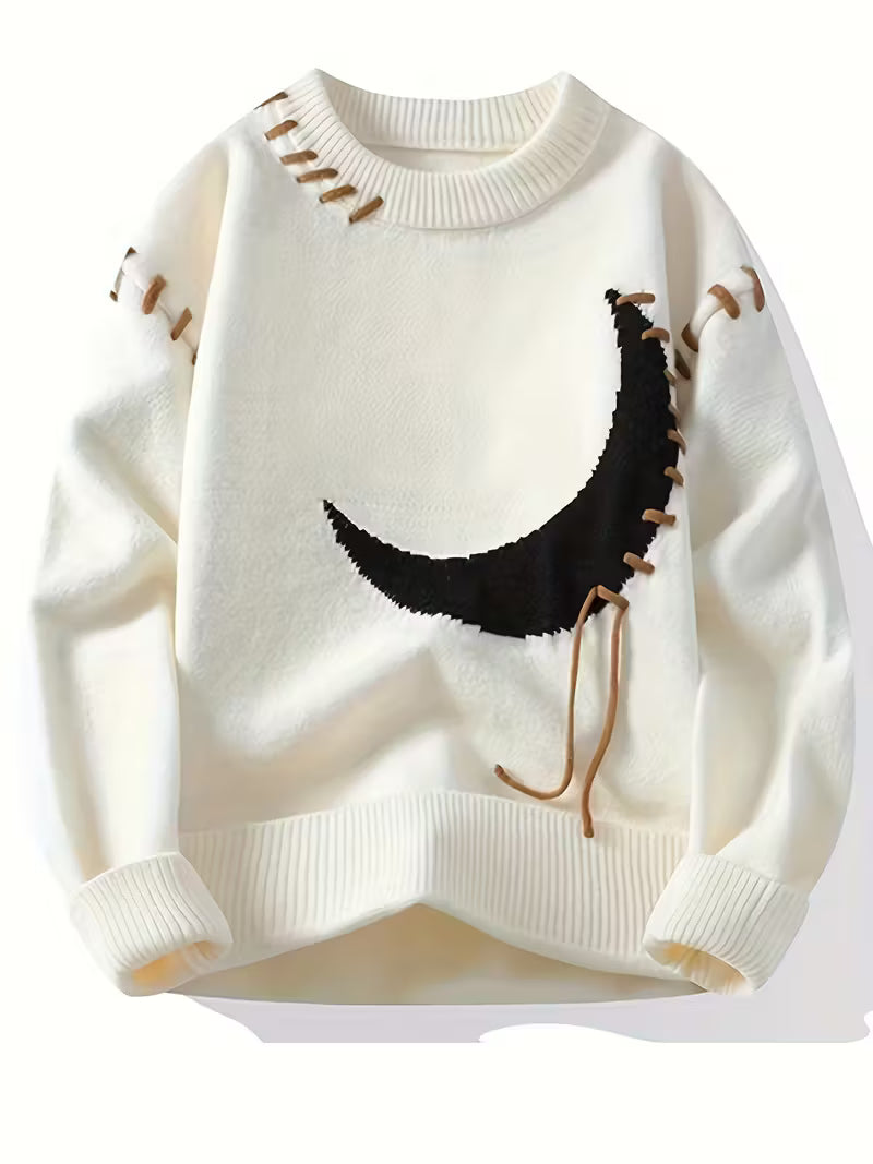 Swetway Men’s Loose Fit Distressed Sweater – Asymmetrical Hem, Black