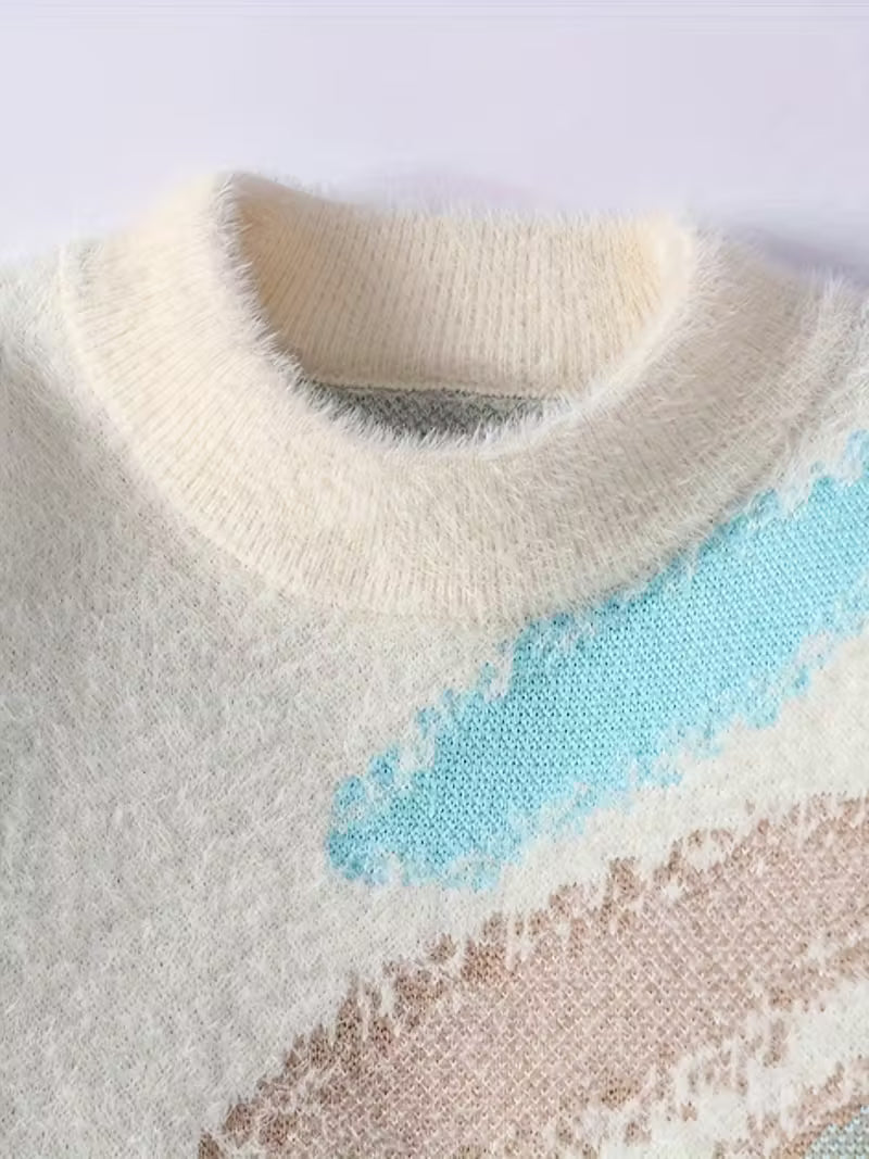 Swetway Men’s & Teen Casual Round Neck Sweater – Soft Beige Knit Pullover