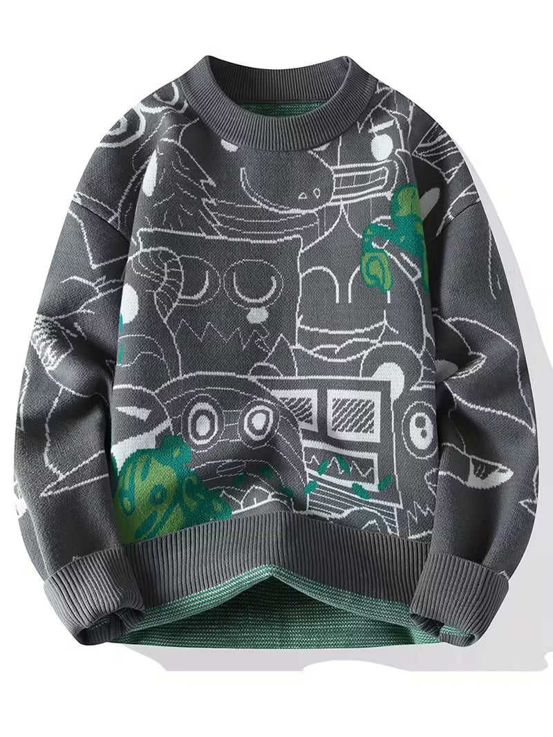 Swetway Men’s Cozy Geometric Pattern Sweater – Thick Warm Pullover