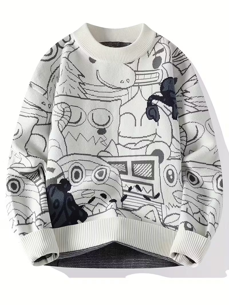 Swetway Men’s Cozy Geometric Pattern Sweater – Thick Warm Pullover