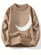 Swetway Men’s Loose Fit Distressed Sweater – Asymmetrical Hem, Black